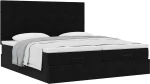 vidaXL Οθωμανικό κρεβάτι με στρώματα Μαύρο 180x200cm Velvet