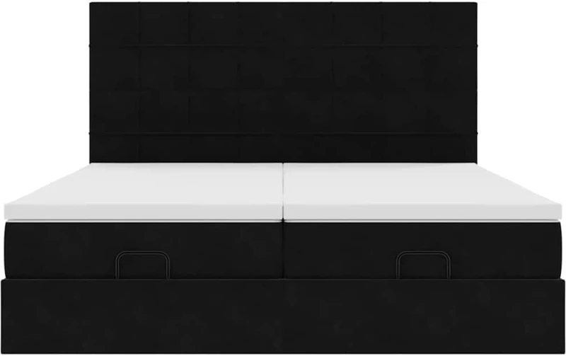 vidaXL Οθωμανικό κρεβάτι με στρώματα Μαύρο 180x200cm Velvet