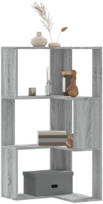 vidaXL Βιβλιοθήκη Γωνιακή 3 Επ. Γκρι Sonoma 50x50x102εκ Επεξ. Ξύλο