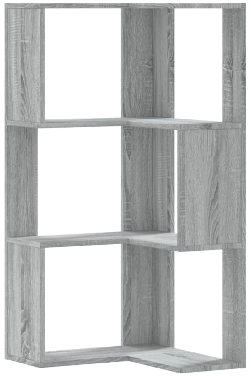 vidaXL Βιβλιοθήκη Γωνιακή 3 Επ. Γκρι Sonoma 50x50x102εκ Επεξ. Ξύλο