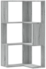 vidaXL Βιβλιοθήκη Γωνιακή 3 Επ. Γκρι Sonoma 50x50x102εκ Επεξ. Ξύλο