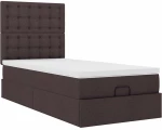 vidaXL Οθωμανικό κρεβάτι με στρώμα & LEDs Σκούρο καφέ 90x190cm ύφασμα