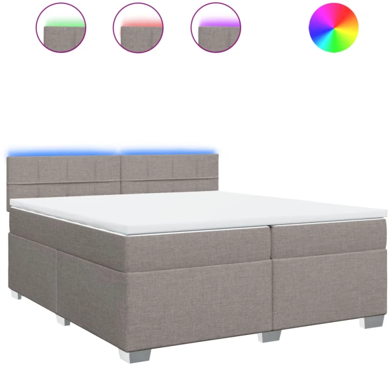 vidaXL Κρεβάτι Boxspring με Στρώμα Taupe 200x200 εκ. Υφασμάτινο