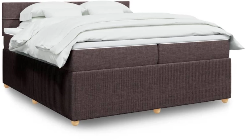 vidaXL Κρεβάτι Boxspring με Στρώμα Σκούρο Καφέ 200x200 εκ. Υφασμάτινο