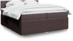 vidaXL Κρεβάτι Boxspring με Στρώμα Σκούρο Καφέ 200x200 εκ. Υφασμάτινο