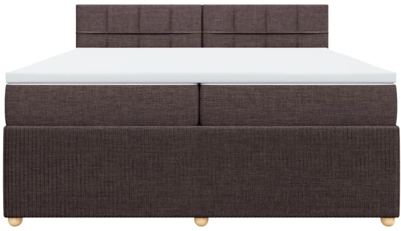 vidaXL Κρεβάτι Boxspring με Στρώμα Σκούρο Καφέ 200x200 εκ. Υφασμάτινο