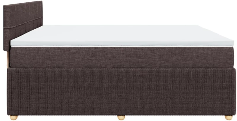 vidaXL Κρεβάτι Boxspring με Στρώμα Σκούρο Καφέ 200x200 εκ. Υφασμάτινο