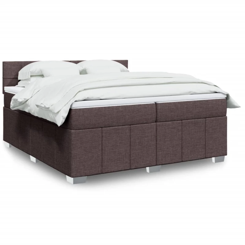 vidaXL Κρεβάτι Boxspring με Στρώμα Σκούρο Καφέ 200x200 εκ. Υφασμάτινο