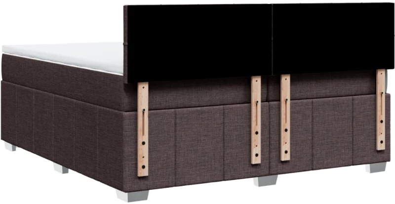 vidaXL Κρεβάτι Boxspring με Στρώμα Σκούρο Καφέ 200x200 εκ. Υφασμάτινο