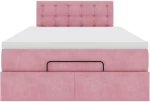 vidaXL Οθωμανικό κρεβάτι με στρώμα ροζ 120x200cm Velvet