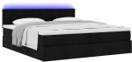 vidaXL Οθωμανικό κρεβάτι με στρώματα & LEDs Μαύρο 200x200cm ύφασμα