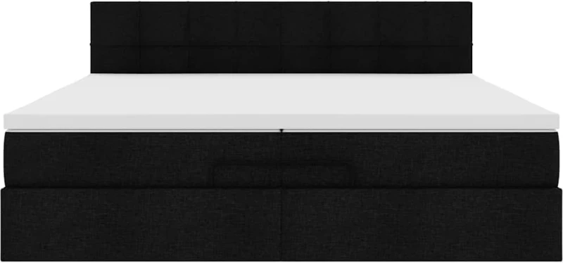vidaXL Οθωμανικό κρεβάτι με στρώματα & LEDs Μαύρο 200x200cm ύφασμα