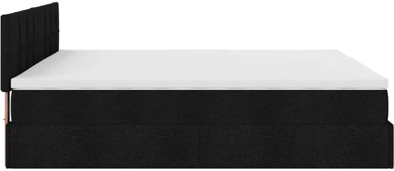 vidaXL Οθωμανικό κρεβάτι με στρώματα & LEDs Μαύρο 200x200cm ύφασμα