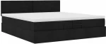vidaXL Οθωμανικό κρεβάτι με στρώματα & LEDs Μαύρο 200x200cm ύφασμα