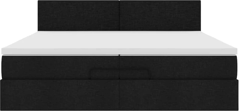 vidaXL Οθωμανικό κρεβάτι με στρώματα & LEDs Μαύρο 200x200cm ύφασμα