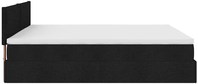 vidaXL Οθωμανικό κρεβάτι με στρώματα & LEDs Μαύρο 200x200cm ύφασμα