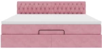 vidaXL Οθωμανικό κρεβάτι με στρώμα ροζ 160x200cm Βελούδο