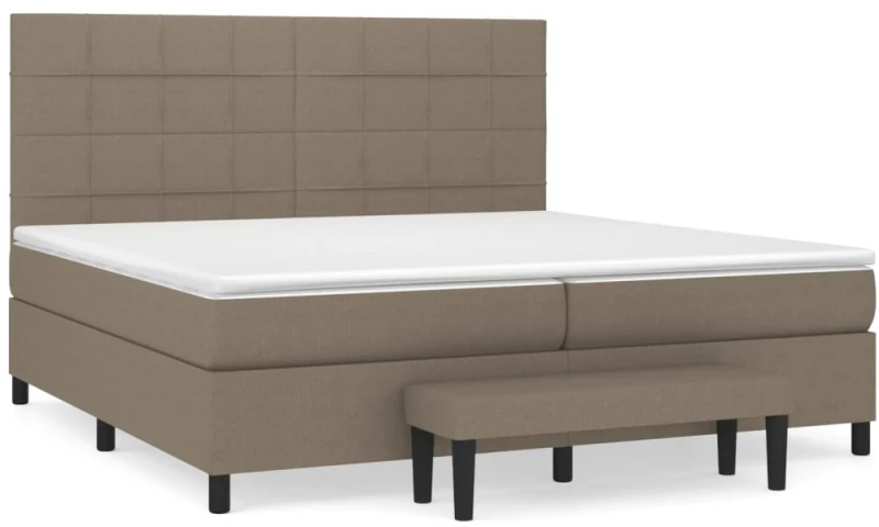 vidaXL Κρεβάτι Boxspring με Στρώμα Taupe 200x200 εκ. Υφασμάτινο