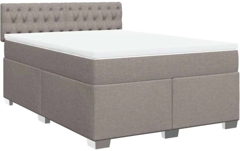 vidaXL Κρεβάτι Boxspring με Στρώμα Taupe 140x190 εκ. Υφασμάτινο