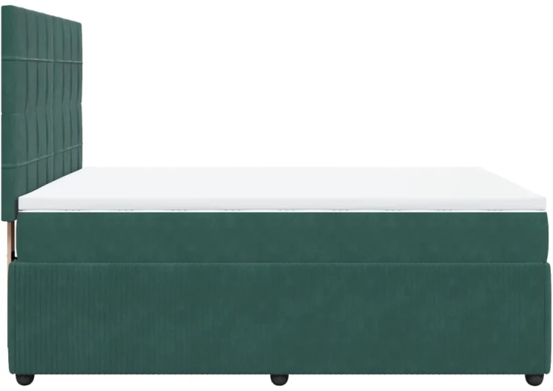 vidaXL Κρεβάτι Boxspring με Στρώμα Σκούρο Πράσινο 140x190εκ. Βελούδινο
