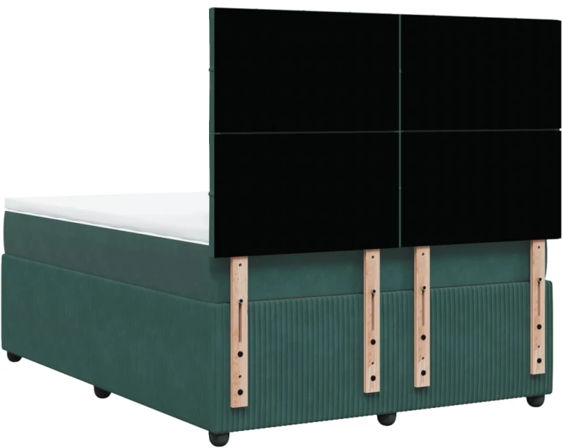 vidaXL Κρεβάτι Boxspring με Στρώμα Σκούρο Πράσινο 140x190εκ. Βελούδινο