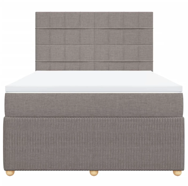 vidaXL Κρεβάτι Boxspring με Στρώμα Taupe 140x190 εκ. Υφασμάτινο