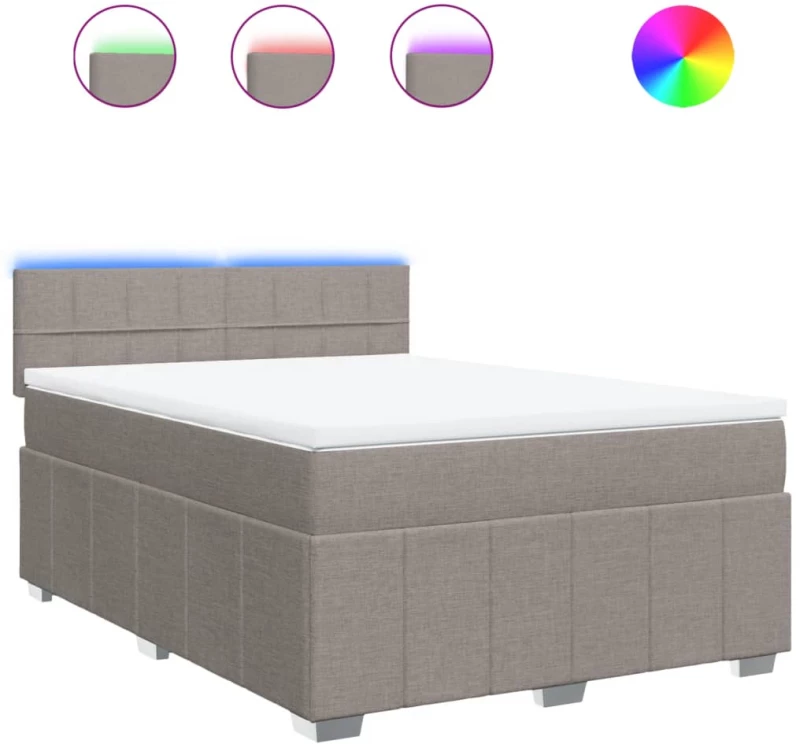 vidaXL Κρεβάτι Boxspring με Στρώμα Taupe 140x190 εκ. Υφασμάτινο