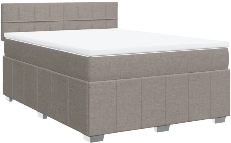 vidaXL Κρεβάτι Boxspring με Στρώμα Taupe 140x190 εκ. Υφασμάτινο