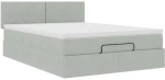 vidaXL Οθωμανικό κρεβάτι με στρώμα ανοιχτό γκρι 140x190 cm Βελούδο