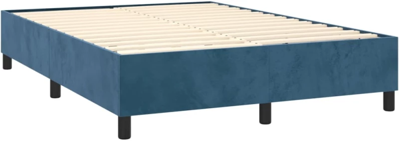vidaXL Κρεβάτι Boxspring με Στρώμα Σκούρο Μπλε 140x190 εκ. Βελούδινο