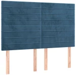 vidaXL Κρεβάτι Boxspring με Στρώμα Σκούρο Μπλε 140x190 εκ. Βελούδινο