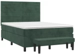 vidaXL Κρεβάτι Boxspring με Στρώμα Σκούρο Πράσινο 140x190εκ. Βελούδινο