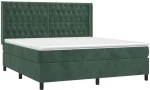 vidaXL Κρεβάτι Boxspring με Στρώμα & LED Σκ. Πράσινο 160x200εκ Βελούδο