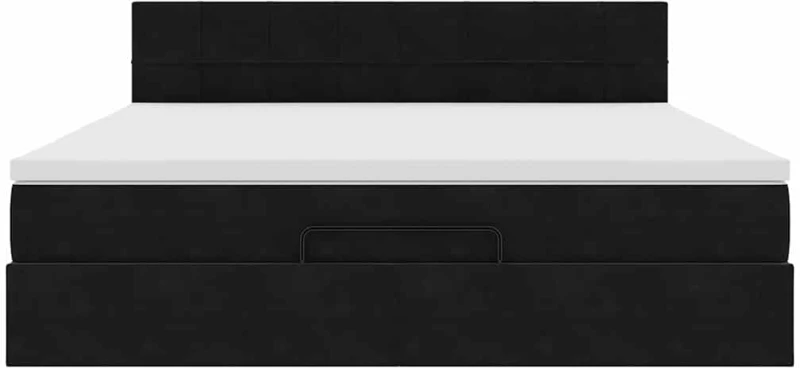 vidaXL Οθωμανικό κρεβάτι με στρώμα & LEDs Μαύρο 180x200cm Velvet