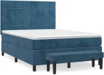 vidaXL Κρεβάτι Boxspring με Στρώμα Σκούρο Μπλε 140x200 εκ. Βελούδινο