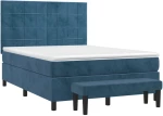 vidaXL Κρεβάτι Boxspring με Στρώμα Σκούρο Μπλε 140x200 εκ. Βελούδινο