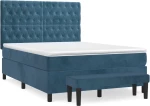 vidaXL Κρεβάτι Boxspring με Στρώμα Σκούρο Μπλε 140x190 εκ. Βελούδινο