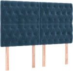 vidaXL Κρεβάτι Boxspring με Στρώμα Σκούρο Μπλε 140x190 εκ. Βελούδινο