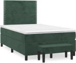 vidaXL Κρεβάτι Boxspring με Στρώμα Σκούρο Πράσινο 120x200εκ. Βελούδινο