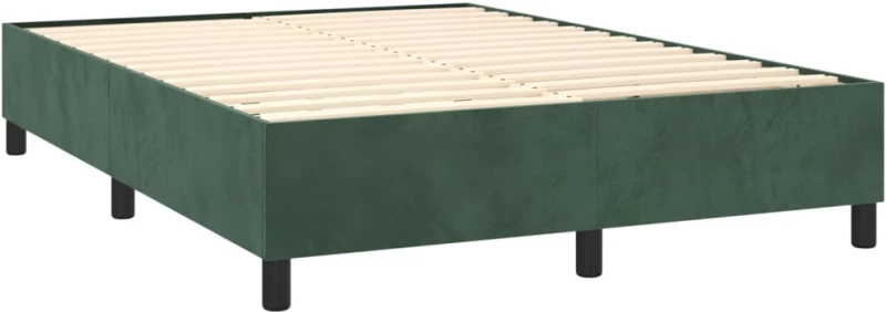 vidaXL Κρεβάτι Boxspring με Στρώμα Σκούρο Πράσινο 140x200εκ. Βελούδινο