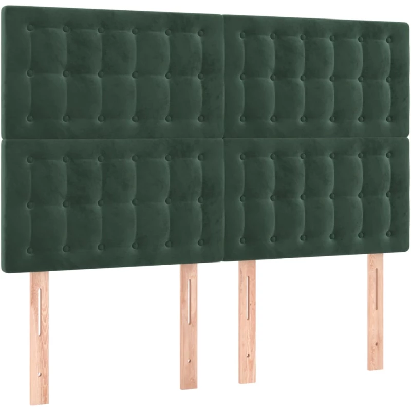vidaXL Κρεβάτι Boxspring με Στρώμα Σκούρο Πράσινο 140x200εκ. Βελούδινο