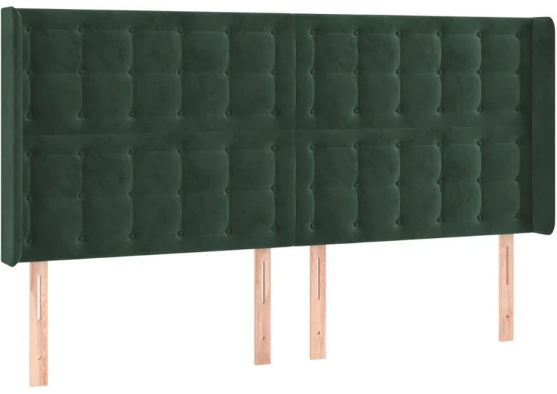 vidaXL Κρεβάτι Boxspring με Στρώμα & LED Σκ. Πράσινο 180x200εκ Βελούδο