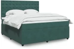 vidaXL Κρεβάτι Boxspring με Στρώμα Σκούρο Πράσινο 180x200εκ. Βελούδινο