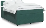 vidaXL Κρεβάτι Boxspring με Στρώμα Σκούρο Πράσινο 140x190εκ. Βελούδινο