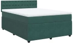 vidaXL Κρεβάτι Boxspring με Στρώμα Σκούρο Πράσινο 140x190εκ. Βελούδινο