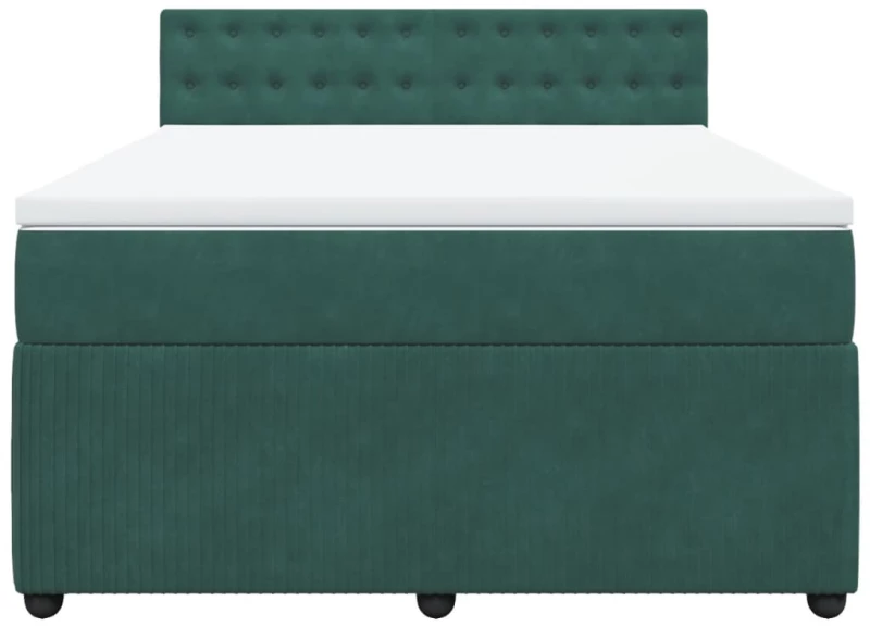 vidaXL Κρεβάτι Boxspring με Στρώμα Σκούρο Πράσινο 140x190εκ. Βελούδινο