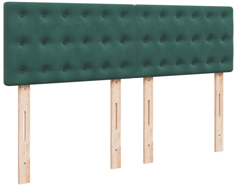 vidaXL Κρεβάτι Boxspring με Στρώμα Σκούρο Πράσινο 140x190εκ. Βελούδινο