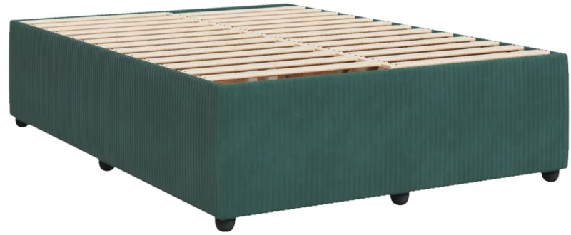vidaXL Κρεβάτι Boxspring με Στρώμα Σκούρο Πράσινο 140x190εκ. Βελούδινο