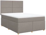 vidaXL Κρεβάτι Boxspring με Στρώμα Taupe 140x190 εκ. Υφασμάτινο