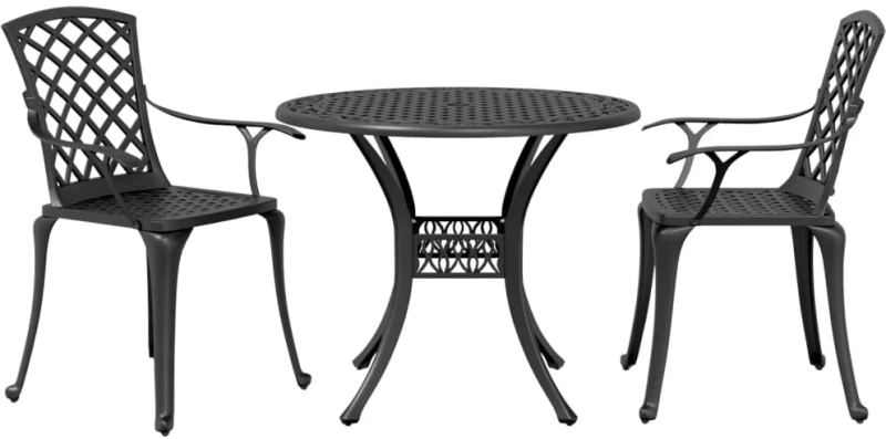 vidaXL Σετ Επίπλων Bistro 3 Τεμαχίων Μαύρο από Χυτό Αλουμίνιο